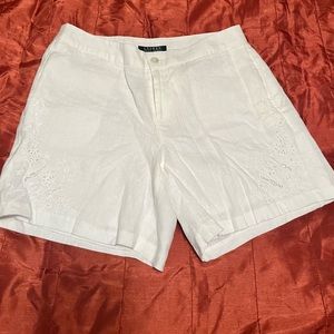 Ralph Lauren White linen shorts. Size 6.